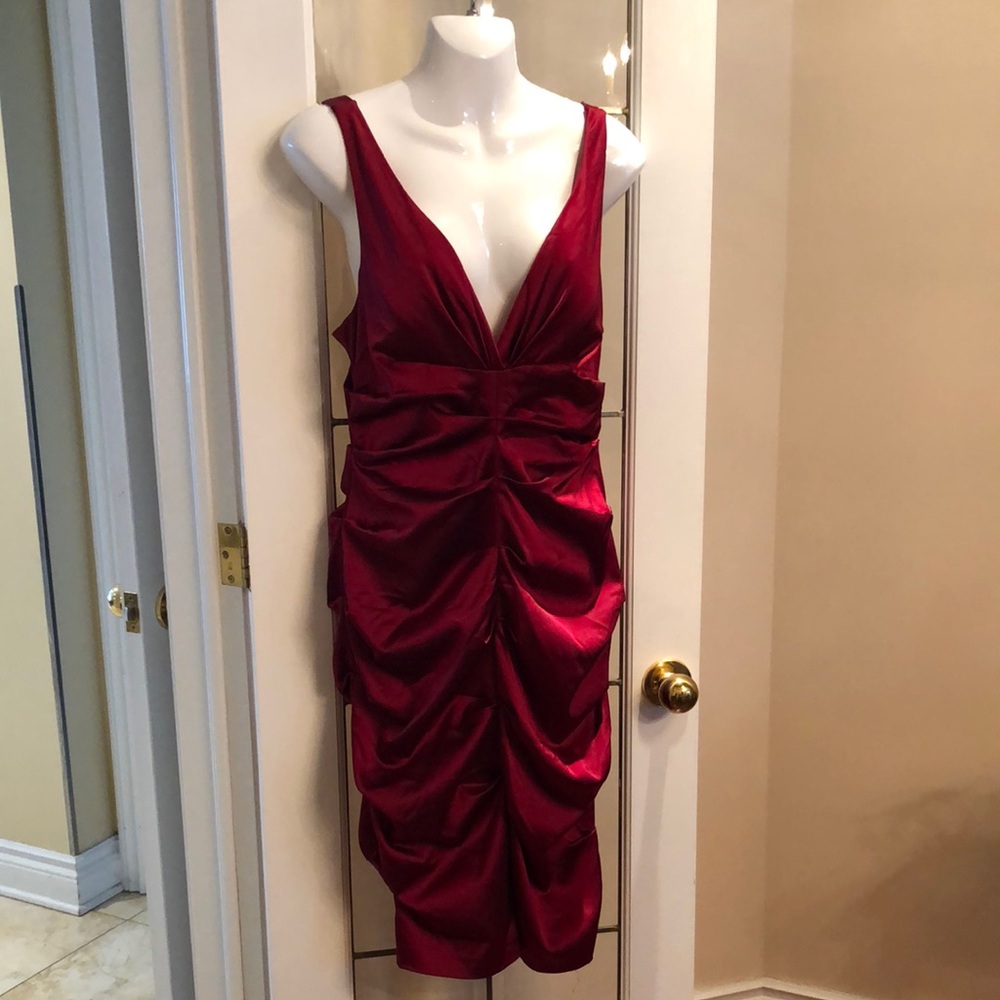 BA Nites Red Satin Dress